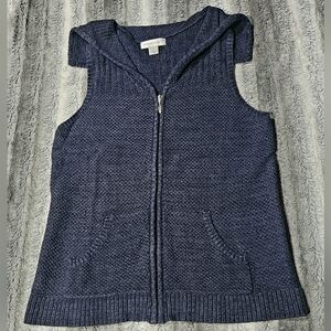 Women's Blue Hooded Sweater Vest